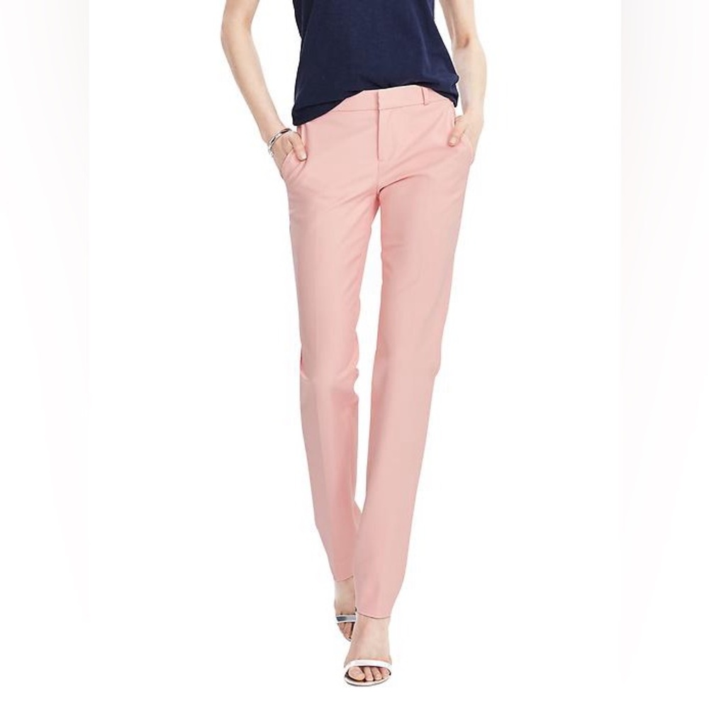 Banana Republic Ryan Herringbone Pants (Pink, Size 8, Excellent Condition)